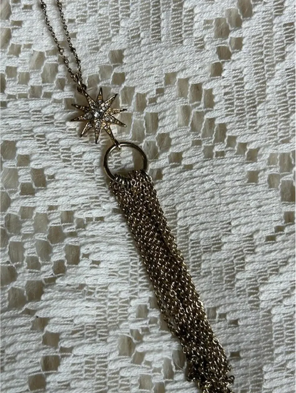 Silver Starburst Tassel Pendant Necklace